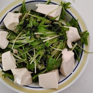 水菜と豆腐とわかめのごまサラダ